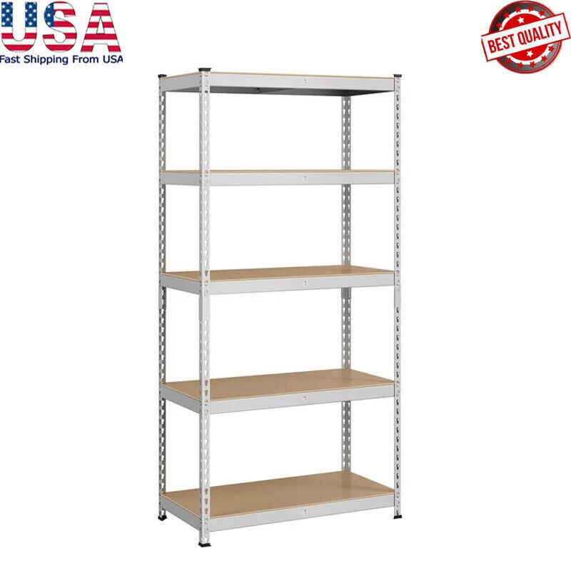 5-Shelf Adjustable Steel Storage Unit for Silver Flowerpot Display