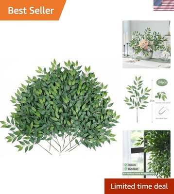 Versatile 24pcs Artificial Ruscus Stems for Effortless Floral Decor Enhancements