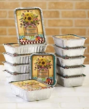 "Happiness is Homemade" Aluminum Food Containers 12PCS - Containers w Lids NEW