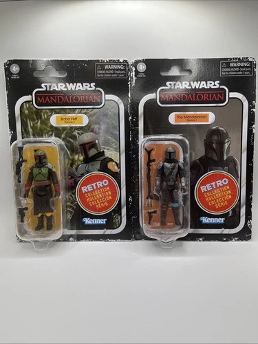 Star Wars Retro Vintage Collection The Mandalorian + Boba  Fett Figure Lot