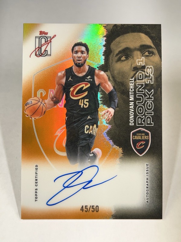 2025-26 Topps Signature Class Donovan Mitchell Orange Auto 45/50 Jersey # 1/1