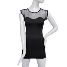 Little Black Dress Size Small Mesh Back and Front Yolk Short Sleeve Stretchy