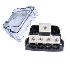 Power Distribution Block, 0/2/4 AWG Gauge in, 4/8/10 Gauge Out, Car Audio 4 Way