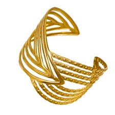 Adjustable Cuff Bracelet for Women 18K Real Gold Plated Wide Chunky Bracelet ...