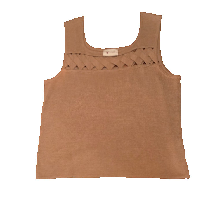 Reflections by Spiegel beige 2X Plus criss-cross front and back sleeveless top