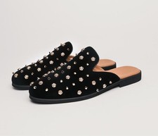 Fashion Men's Rivets Party Club Slippers Slip on Loafers Round Toe Flats Mules