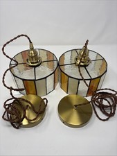 2 Tiffany Style Pendant Stained Glass Hanging Lamps 1 E26  1 E14 Bulb Bases