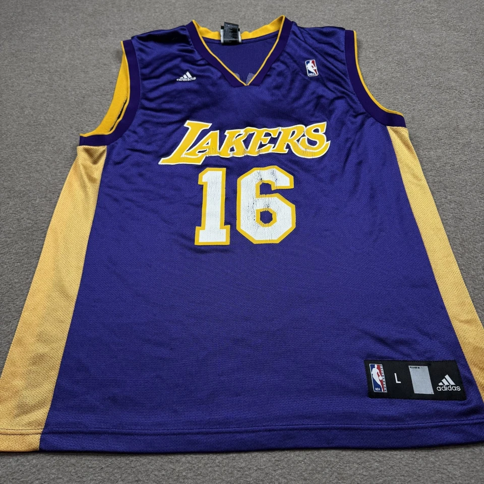 Camiseta LA Lakers Adultos Talla L Púrpura NBA Baloncesto Pau Gasol 16 Adidas Unisex Foto 4 de 4