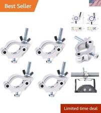 Certified Heavy Duty 660 lb Aluminum Truss Clamps, Pack of 4, Silver Finish