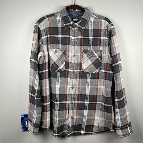 Lands' End, Lands' End Rugged Work Shirt Button Up Flannel Plaid Men’s Medium Fall Outdoors