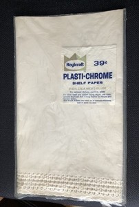 VTG  Roylcraft Plasti-Chrome Decorative Shelf Liner Paper has Lace Edging Opened