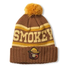 AMERICAN NEEDLE Unisex Smokey Bear Pillow Line Beanie Pom Cap (23012B-SMOKEY-BRN