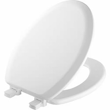 Richfield Elongated Enameled Wood Toilet Seat in White Never Loosens and Removes