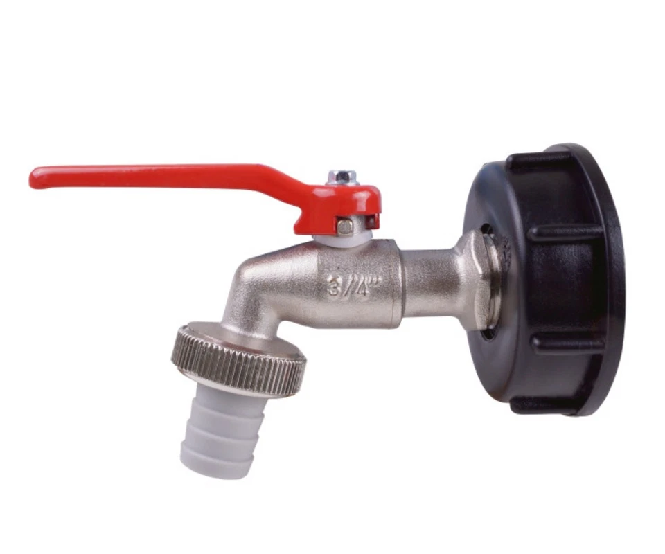 CORNAT Auslaufhahn Kugelhahn Schlauchtülle 3/4" inkl Adapter für IBC Wassertanks DIN 61