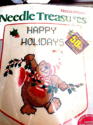 Needle Treasures NEEDLEPOINT KIT,WINSOME BEAR BANNER, Sealed, MPN 06870