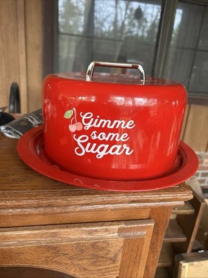 Vintage Bella Bug  Red '' Gimme Some Sugar''  Covered Cake Carrier