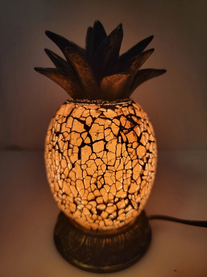 Lámpara de mesa decorativa de vidrio craquelado mosaico piña superior de resina de 7" Foto 2 de 4