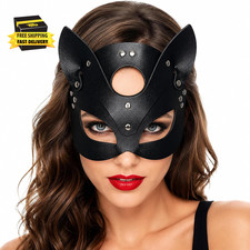 Black Cat Mask for Women, Woman Cat Mask with Ears for Halloween Cosplay