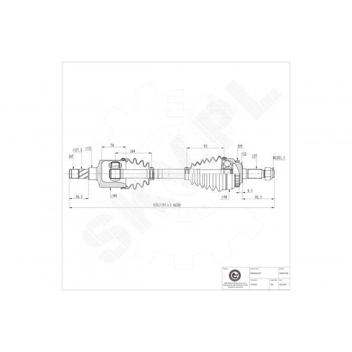 Cardan de transmission avant gauche pour Opel Meriva A essence et diesel de 2003 à 2010