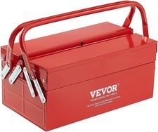 VEVOR 14" Metal Tool Box, 2-Tier 3-Tray, Portable Folding Steel Cantilever