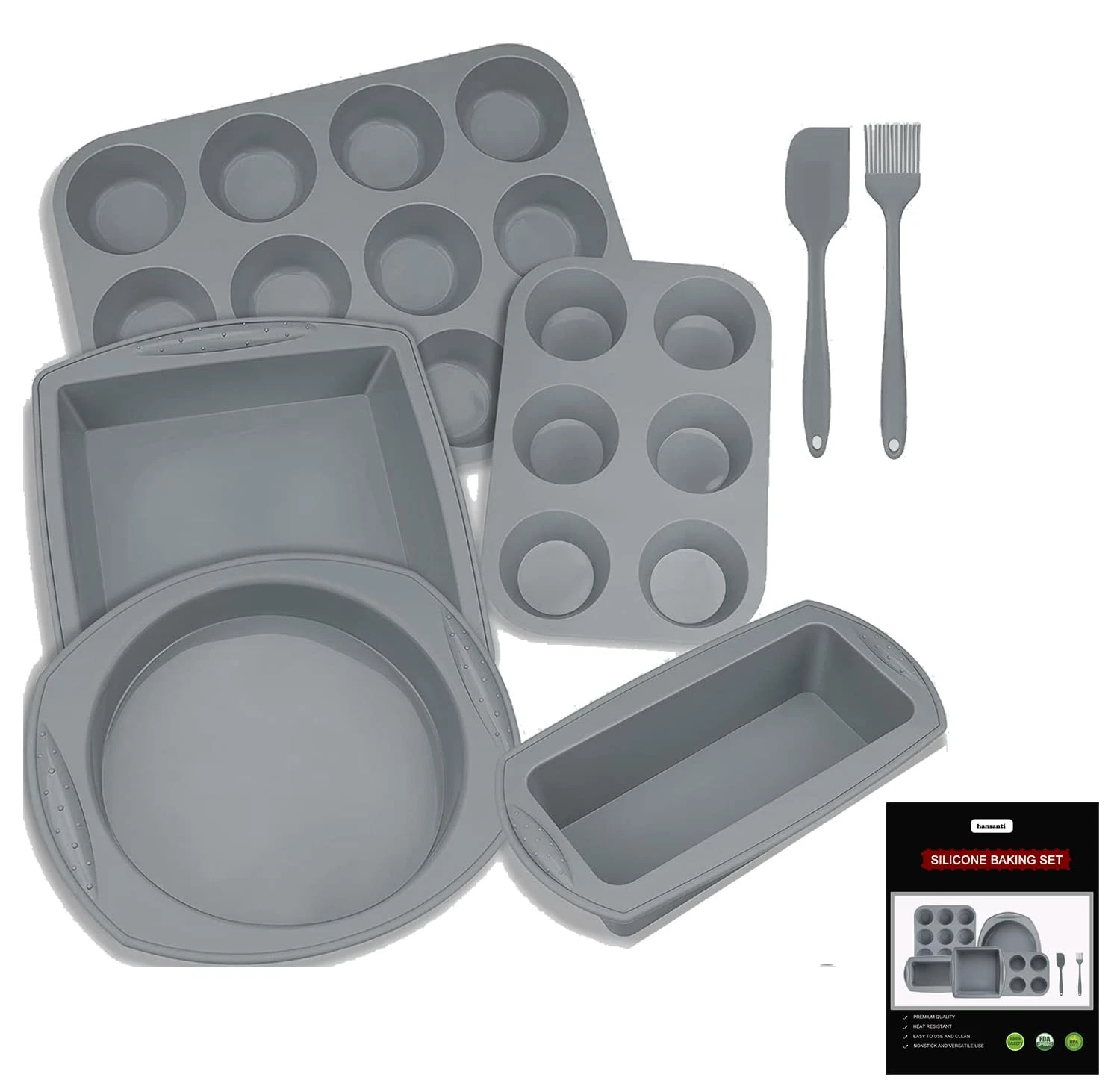 7in1 Silicone Bakeware Baking Set, Kitchen Bake Pans Molds Tray for Oven with...