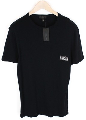 JOHN RICHMOND Herren T-Shirt XL Schwarz Baumwolle Logo Kurzarm