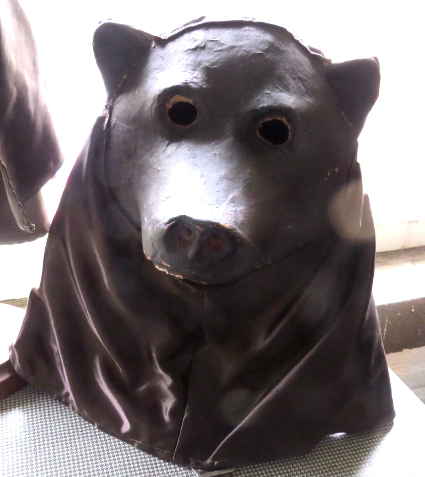 Antigua máscara de fibra con capucha WOLF 3-d espíritu animal correa masónica equipo Foto 3 de 4