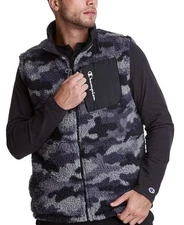 Champion Men's High Pile Reversible Fleece Vest in Camo Ammo Grey-Size Medium
