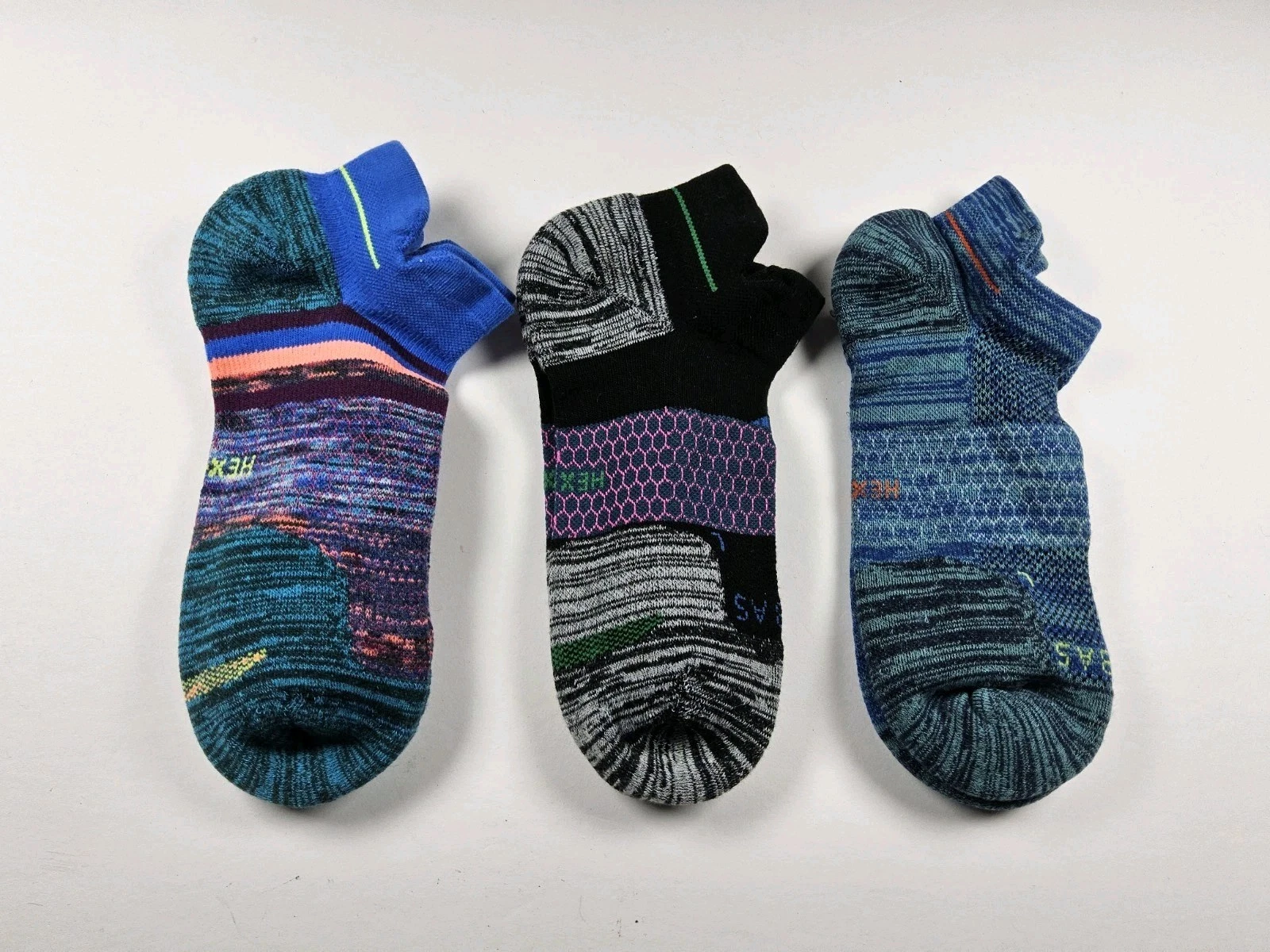 Bombas Hex-Tec Athletic Ankle Socks Lot Of 3 Pairs Size L