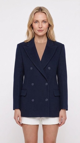 Maje Mantel Dunkelblau Wolle Oversized Gr. 40 FR Damen MFPOU00901-image