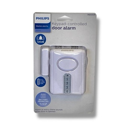 Philips Personal Security Deluxe Door Alarm Keypad Activation White NEW