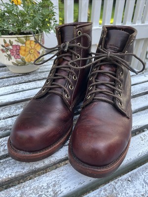 Bean Katahdin Chippewa Engineer Boots Sz D Oxblood Leather Lace-Up  Ankle