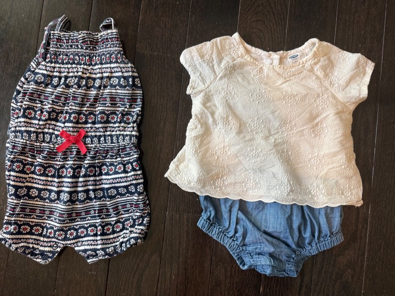 6-12M Carter's & Old Navy Summer Bundle | Floral Romper + Eyelet Top & Bloomers