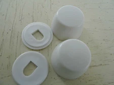  Toilet Floor Bolt Caps, one pair 1 in. tall (Bright White Plastic) by NuFlush