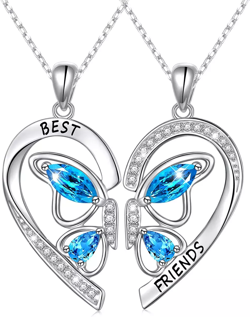 Silver Best Friend Butterfly Necklace Pack