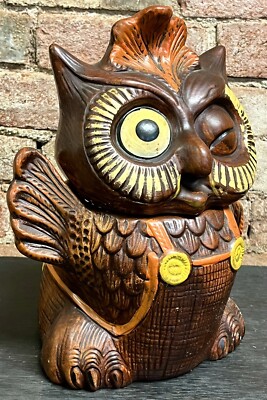 Vintage 1960's California Originals Winking Waving Owl Cookie Jar