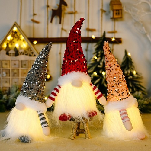 30cm Faceless Dwarf Doll Christmas Decoration Sequins With Lights Ornaments Gift - Bild 6 von 18