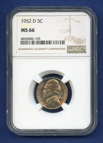 1952 D NGC MS66 Jefferson Nickel 5c US Mint Coin 1952-D MS-66 