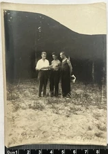 Three Affectionate Handsome Shirtless Young Men Intimacy Couple Gay old photo