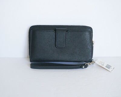 Michael Kors Jet Set Travel ZA Phone Holder Wristlet Black $198 | eBay