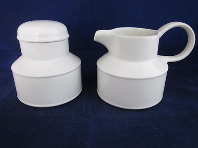 WEDGWOOD MIDWINTER Stonehenge White Sugar with Lid & Creamer