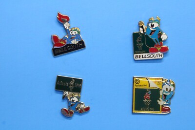 1996 ATLANTA OLYMPICS 4 Different MASCOT IZZY PINS Bell South [L]