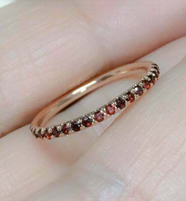 1Ct Round Cut Lab Create Garnet 14K Rose Gold Plated Full Eternity Ring Band