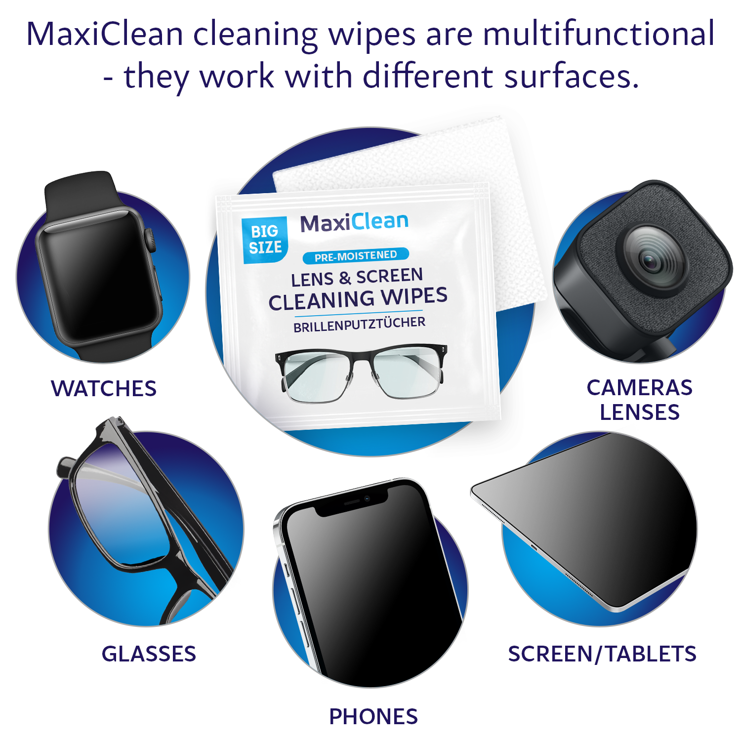 Eye Glasses Wipes Lens Cleaner 600 Individually Wrapped for Phone