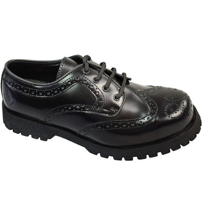 Alpha Rangers Halbschuh Budapester Schwarz Unisex Brogue Stahlkappe Leder 5023