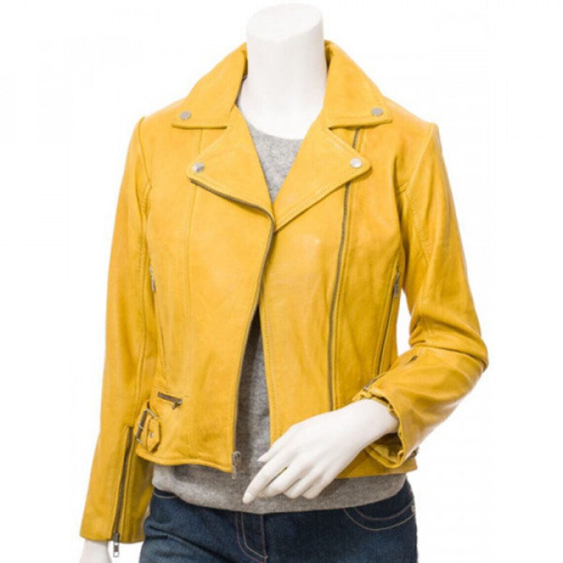 yellow colour leather jacket