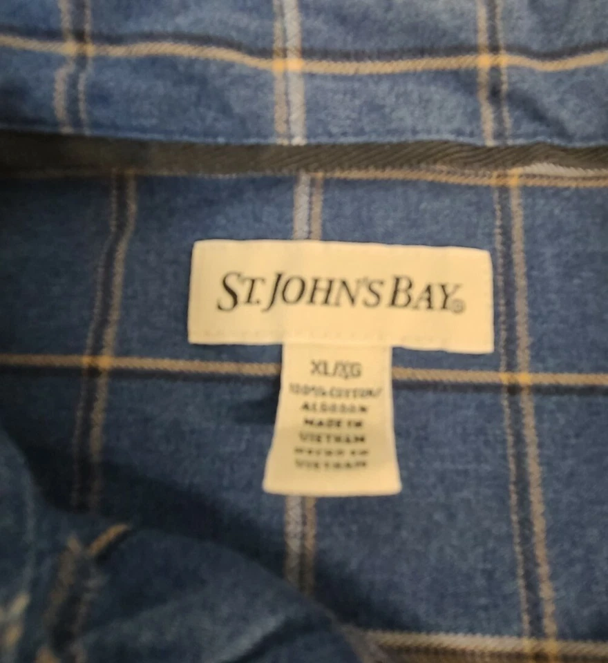 St. John's Bay Dress Shirt Mens Size XL Blue Multicolor Plaid Long Sleeve - Image 3 of 4