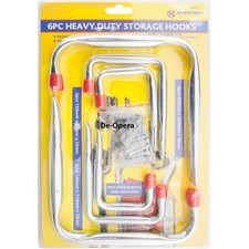 6Pcs Heavy Duty Storage Hooks Set Wall Mounted, Ladder Garage Shed BikeTools Bn