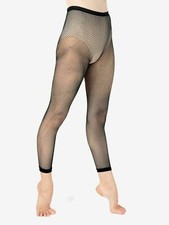 New Capezio footless capri fishnet black leggings footed footundeez OR socks