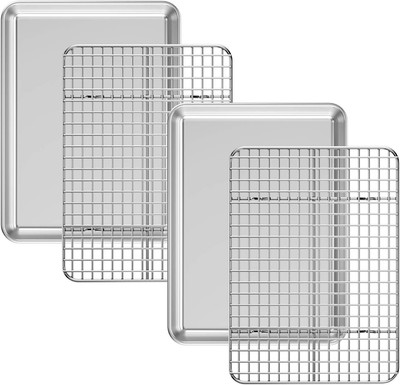 Baking Sheet with Cooling Rack Set [2 Sheets + 2 Racks], Deedro Stainless Steel